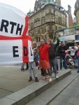 Ashley Smith at EDL flash demo at the Monument in Newcastle