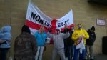 Stephen Cape attemping to mask his face - North East EDL