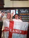 John McMahon and Billie Steele with EDL flag