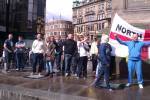 Lee 'England' (left of page) at North East EDL flash demo, Monument, Newcastle