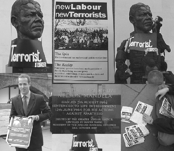 Photo montage from Terrorism Act actions (Mandela statue)