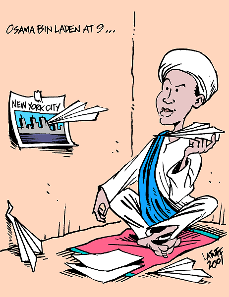 Osama Bin Laden at 9 (photomontage by Latuff)