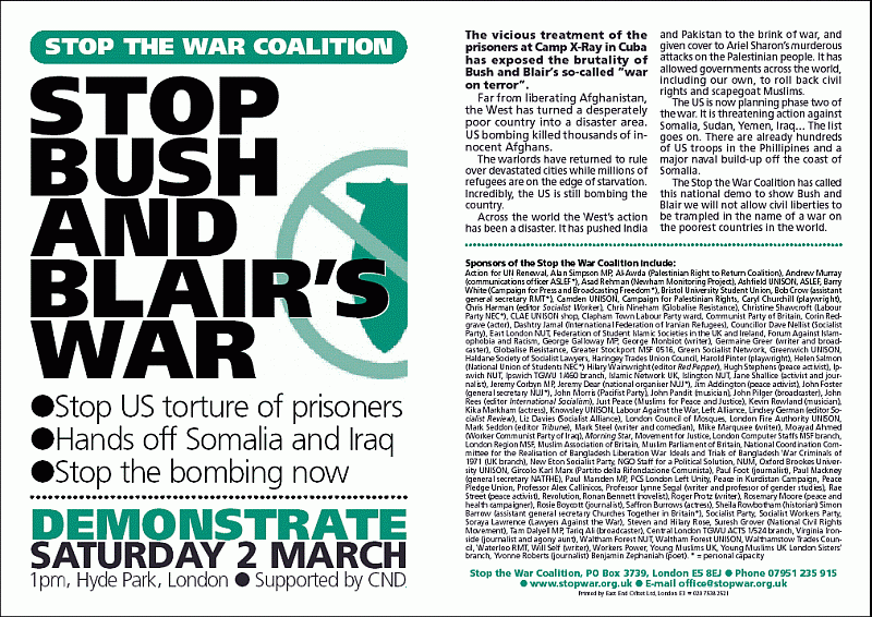 Stop The War march TOMORROW - FINAL NOTICE!