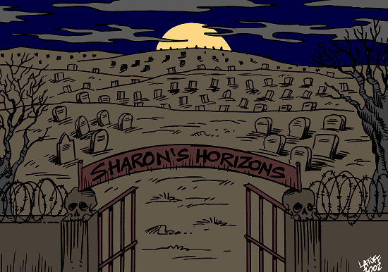 Sharon's Horizons (cartoon by Latuff)