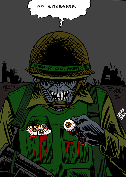 No witnesses (cartoon by Latuff)