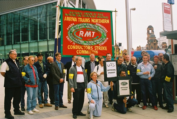 Pics. RMT strikers at Arriva in mass picket at Manchester