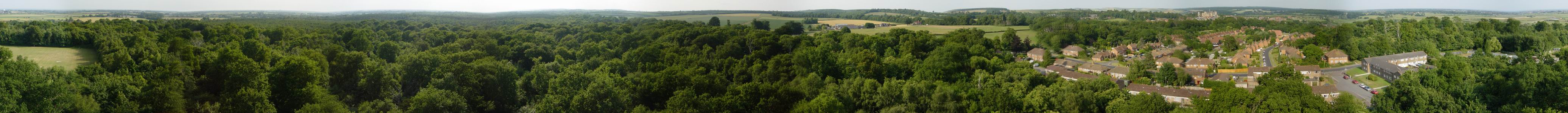 360 degree tree top panorama of countryside to be trashed