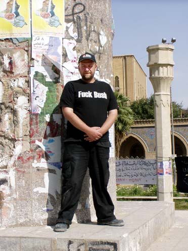 Me next to the infamous pillar Saddam's statue once stood on.