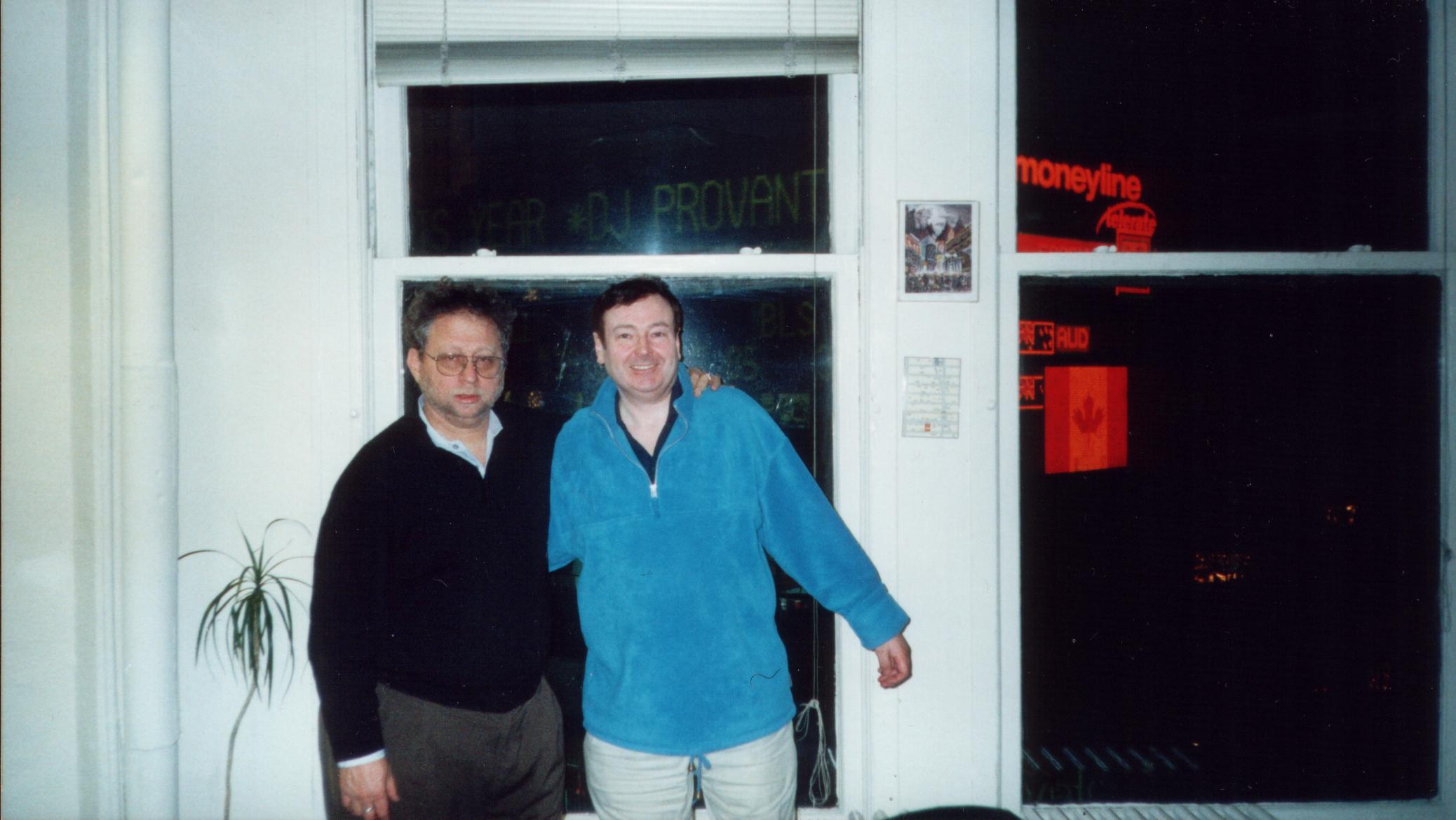 Danny with Paul at Globalvision's old Broadway office in 2002.