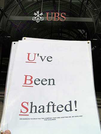 UBS Bank Crest Plc Protest London
