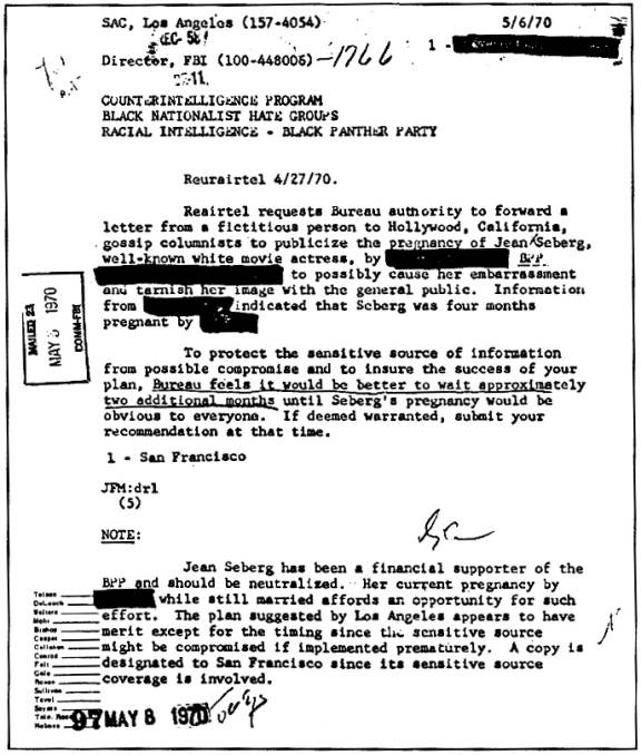 Approval of the Seberg COINTELPRO.