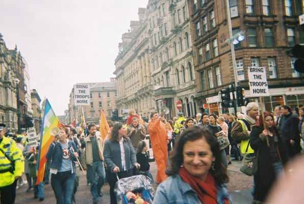 Marching along St Vincent Street, Glasgow.