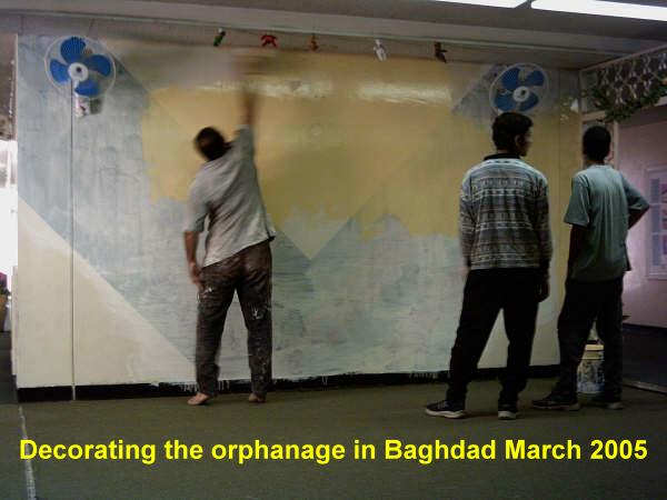 Decorating the orphanage in Baghdad March 2005.