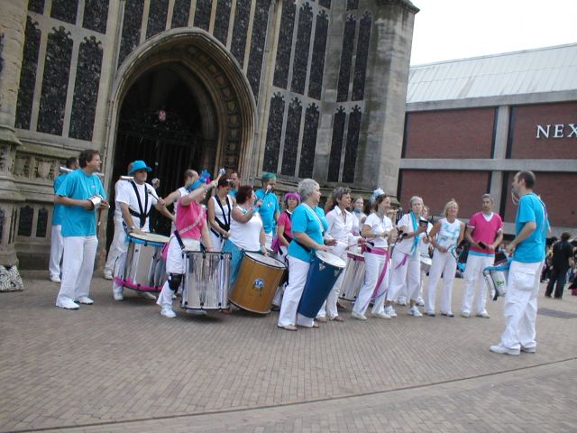 Norwich Samba Band in action.