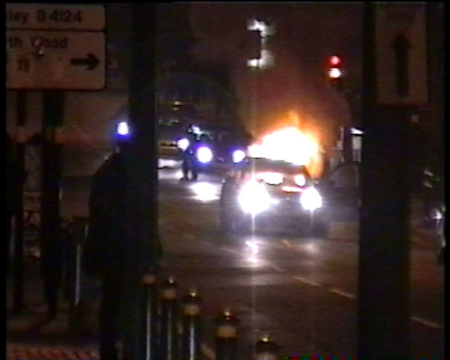 Car burning on Villa Rd