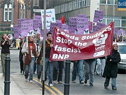 A section of the Leeds Student contingent marches to join the main protest.
