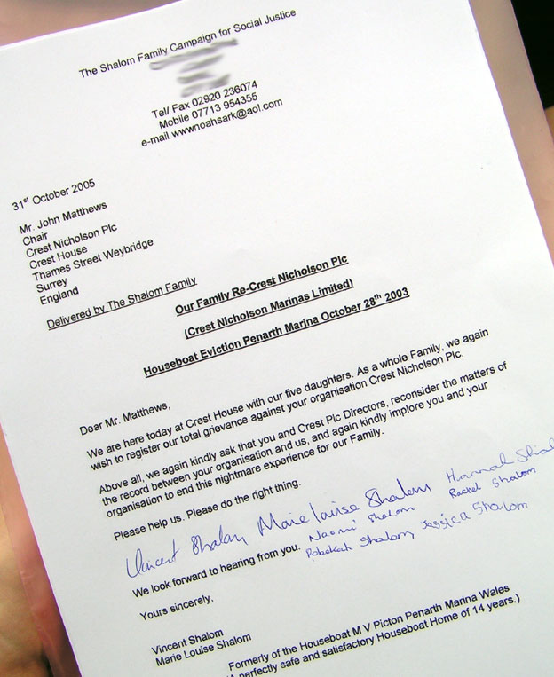 Letter To John Matthews Chairman and Directors Crest Nicholson