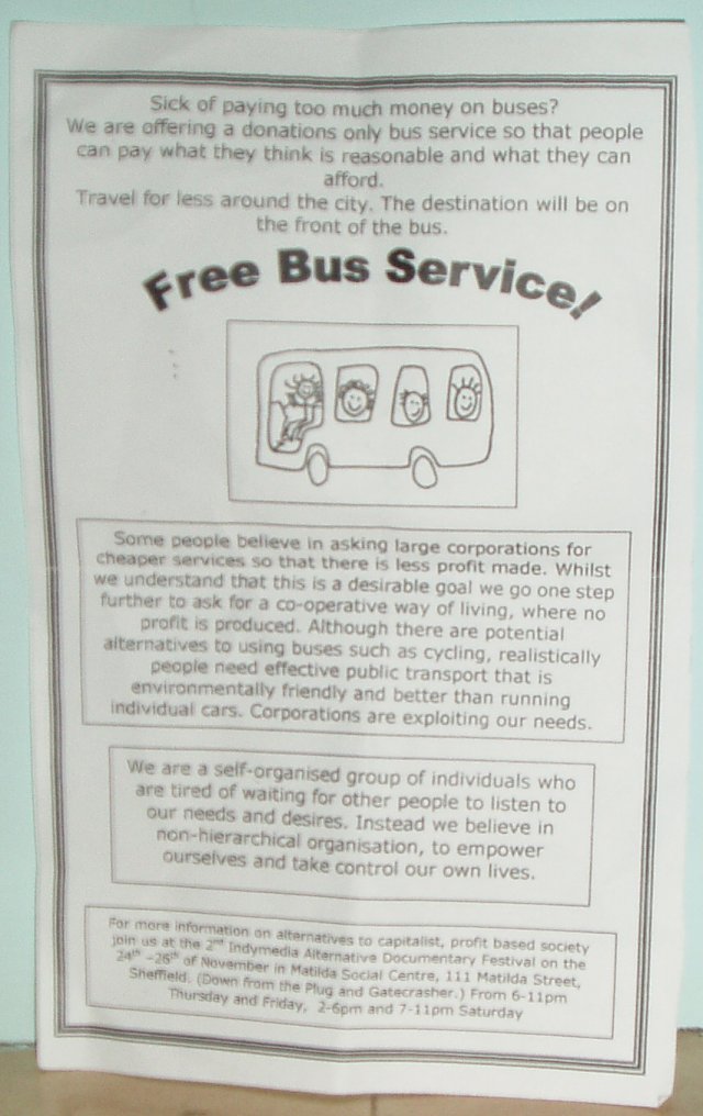 Free bus service leaflet