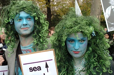 Mermaids against rising sea levels.