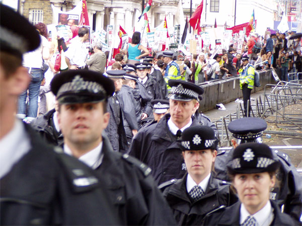 police line near american embassy