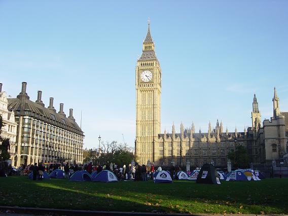 the Peace Camp infront of big ben