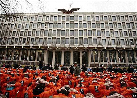 Close Guantanamo protest outside the US embassy in London