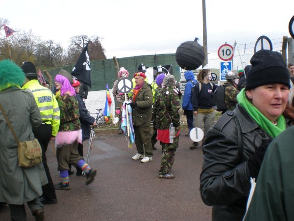 Welsh veteran peace protestor Cllr Ray Davies and clown