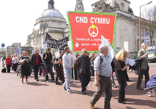CND Cymru banner, now facing the right way!