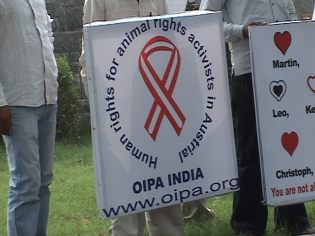 Demonstration in Delhi arranged by the OIPA INDIA