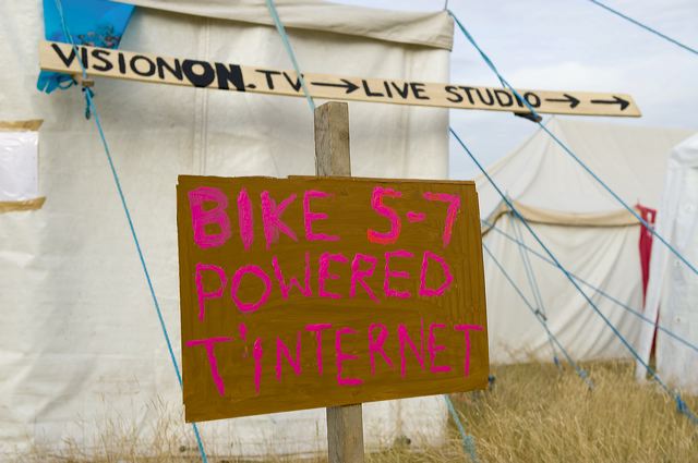 Some of the power - even for the TV studido - is provided by cyclists.