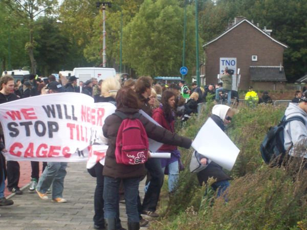 Protesters in front of the BPRC
