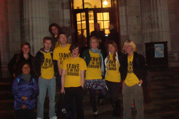 Some of the protesters outside afterwards