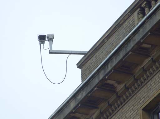 Under the constantly watchful electronic eyes of CCTV.
