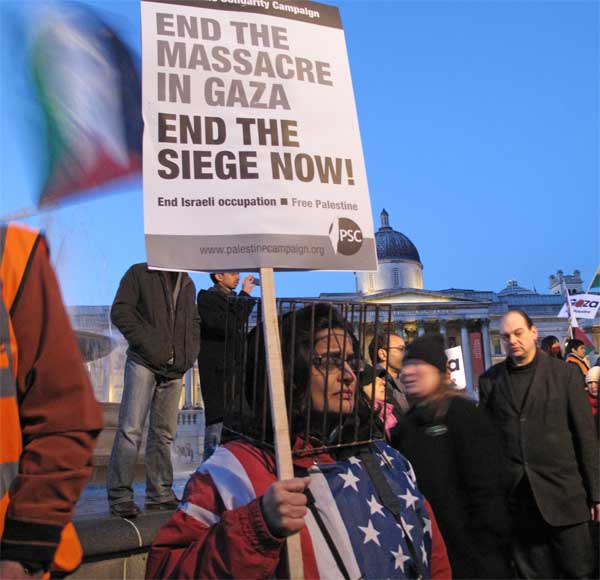 protester in Trafalgar Square