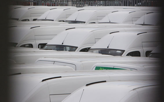 Unsold vans pile up in company’s parking lot