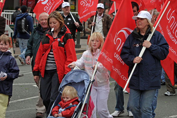 Family group participating in the March