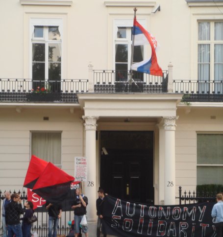 Anarchists picket Serbian Embassy in London, Friday September 11th 2009