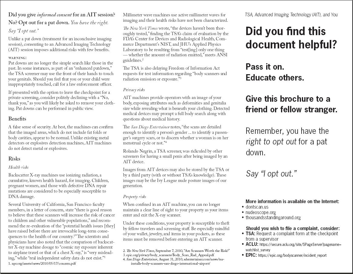 Image Know Your Rights Brochure What the TSA isn't telling you dontscan.us page2