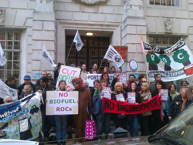 Protesters outside DECC from across the country