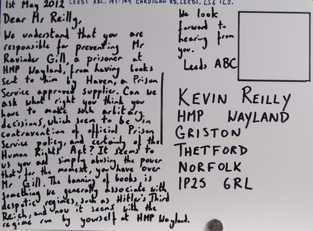 Postcard sent to Kevin Reilly by Leeds ABC on Mayday