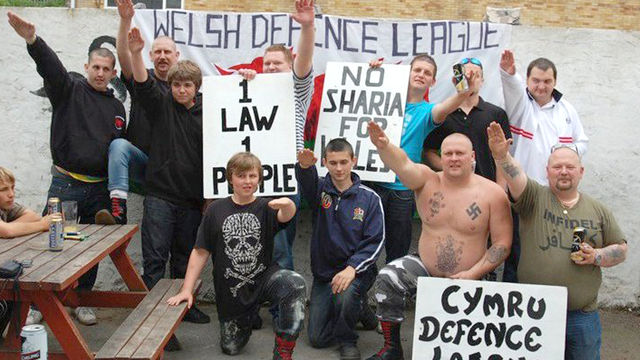 Welsh Defence League - Nazi tattoos and salutes