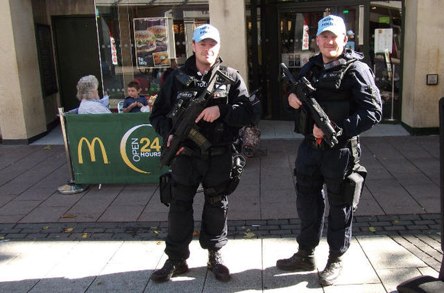 Armed police in Cardiff Sunday