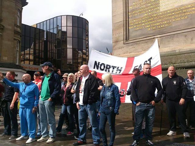 Shaun (on the end on the right) at EDL monument flash Demo