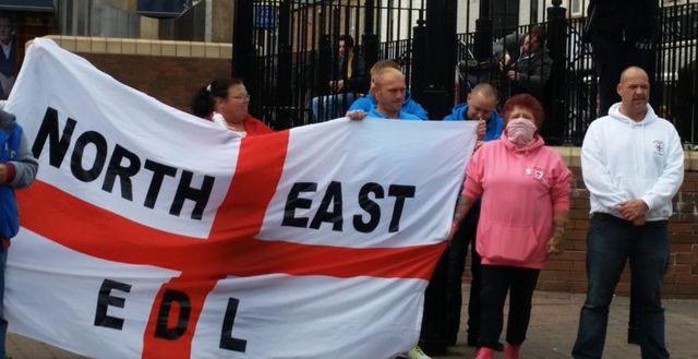Melissa and Shaun at EDL flash demo in North Shields - 2015